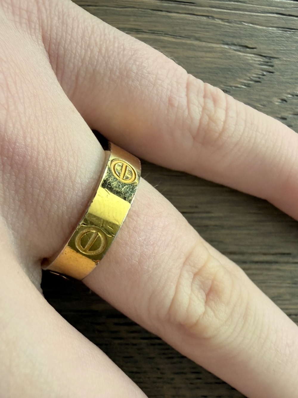 Gold Tone Screw Motif Band Ring Stainless Steel Style Ring size 8/9